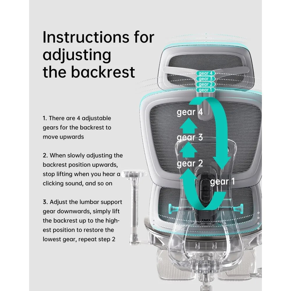 Ergonomic Office Chair with 3D Adjustable Armrests, Adjustable Lumbar Support High Back for Computer Chair