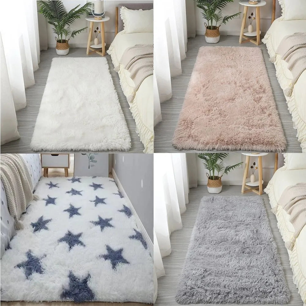 Bedside Rugs For Children's Room Cute Girls Floor Soft Mat Living Room Decoration White Fluffy Large Kids Pink Bedroom Carpet