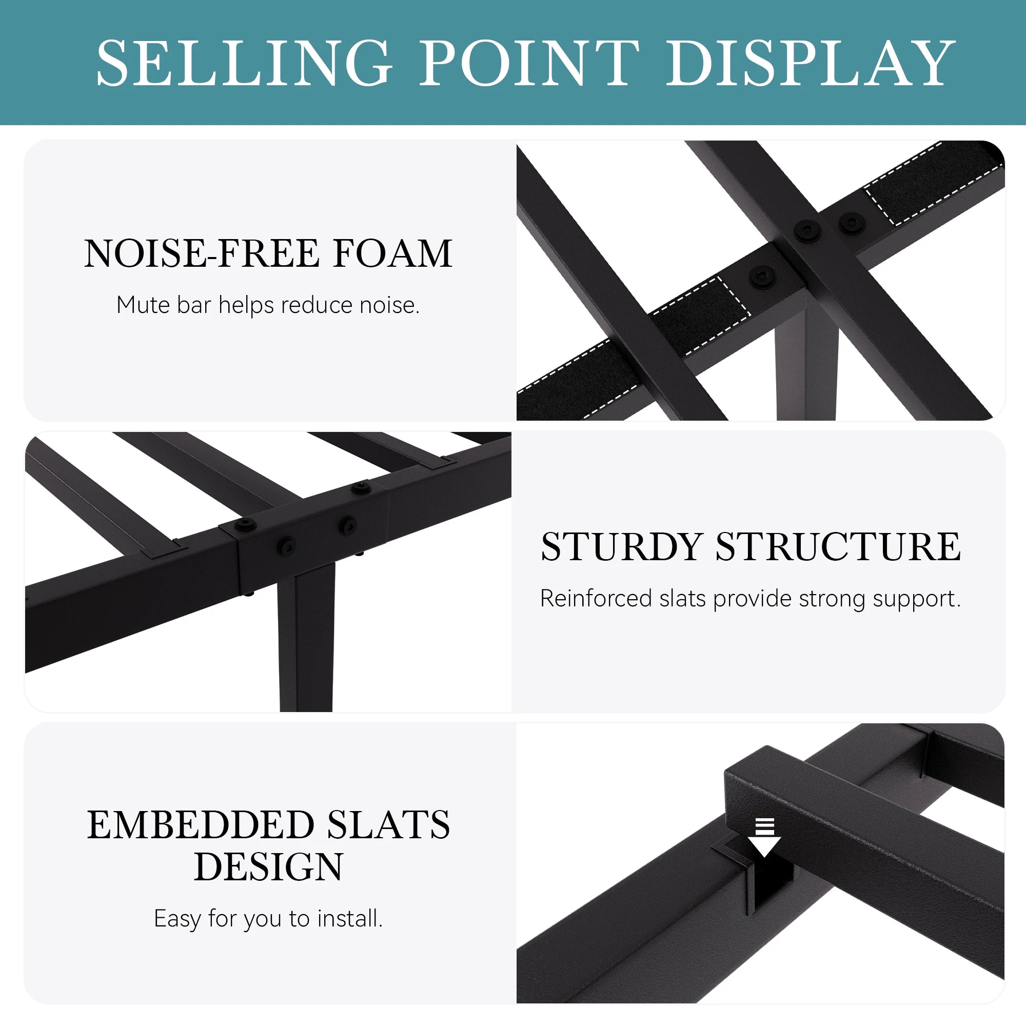 Metal Platform Bed Frame with Vintage Circular Headboard & Footboard, Extra Under-Bed Storage, No Box Spring Needed