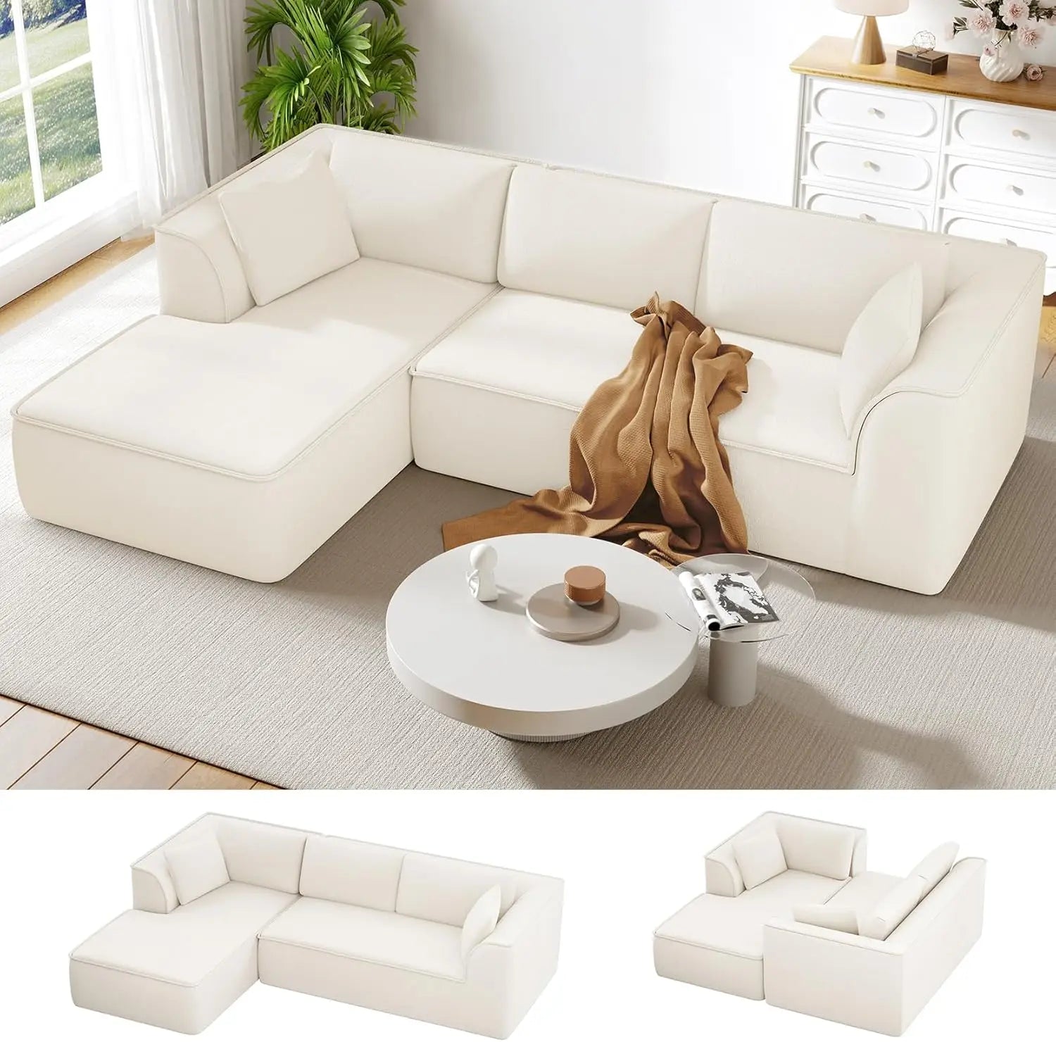 Cloud Modular Sectional Sofa – 106″ Deep Seat Chenille Couch
