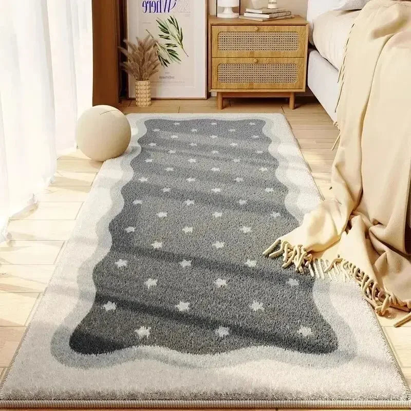 VIKAMA Simple Cream Wind Living Room Bedroom Soft Bedside Rug Home Non-slip Thickened Imitation Cashmere Carpet