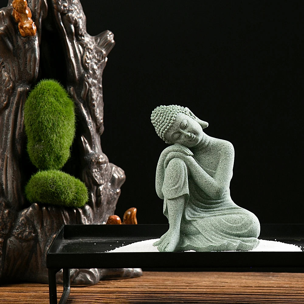 Buddha Statue Fish Tank Decoration Mini Buddhism Figurine Desk Topper Tablescape Decor Home Zen Statue