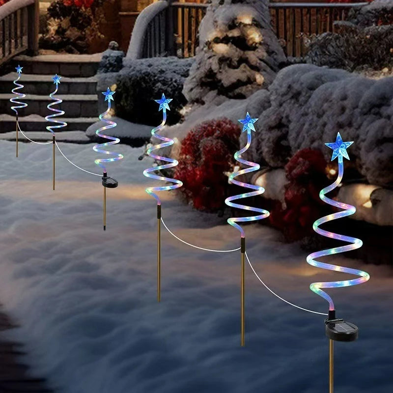 Led Solar Floor Insert Lights, Spiral Lights, Christmas Garden Lawn Camping Lights, Warm Light Atmosphere, Party Decorations