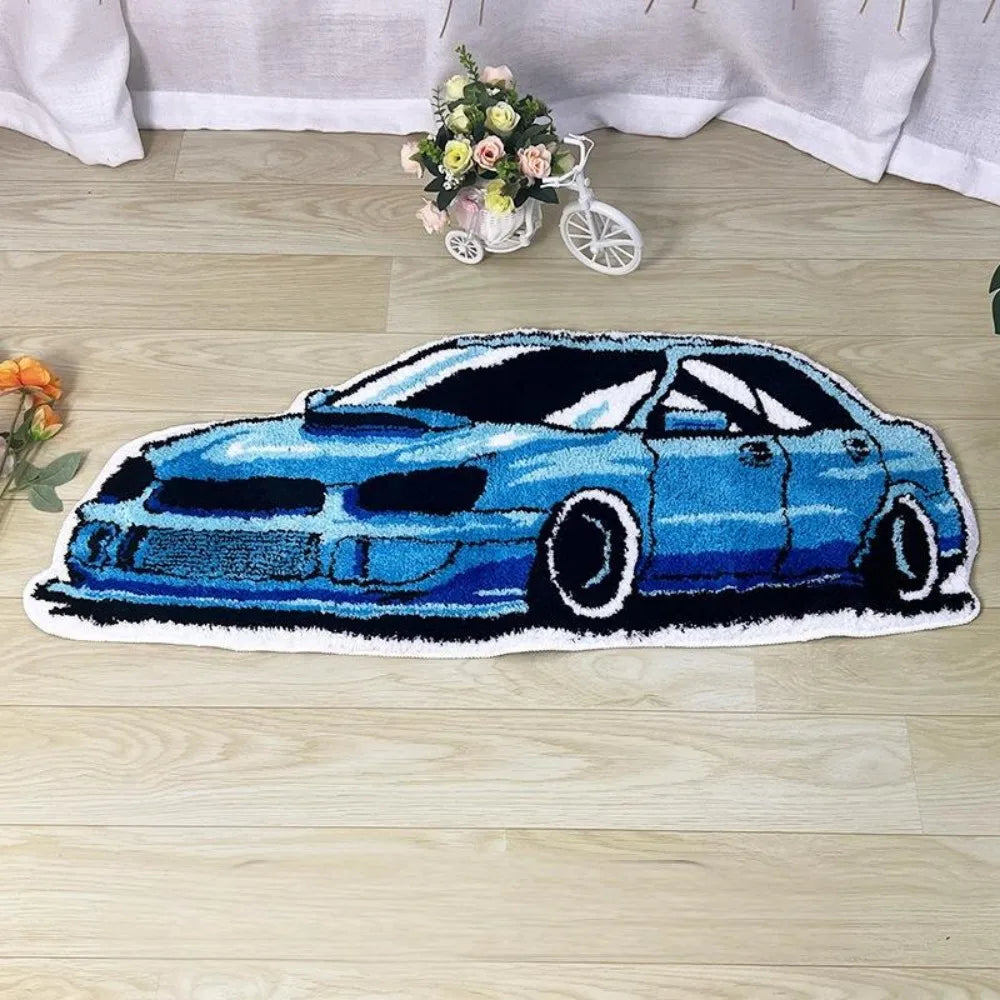 VIKAMA Cartoon Car Shaped Plush Carpet Living Room Bedroom Hallway Non Slip Wear Resistant Easy To Clean Home Decor Rug