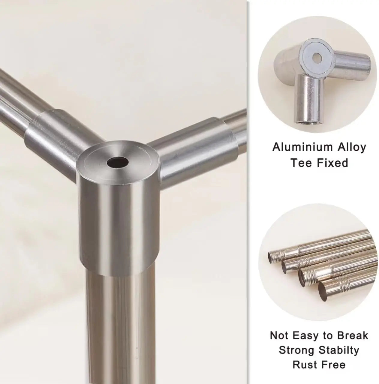 Queen Size Stainless Steel Canopy Bed Frame with Thick Brackets & Mosquito Curtains