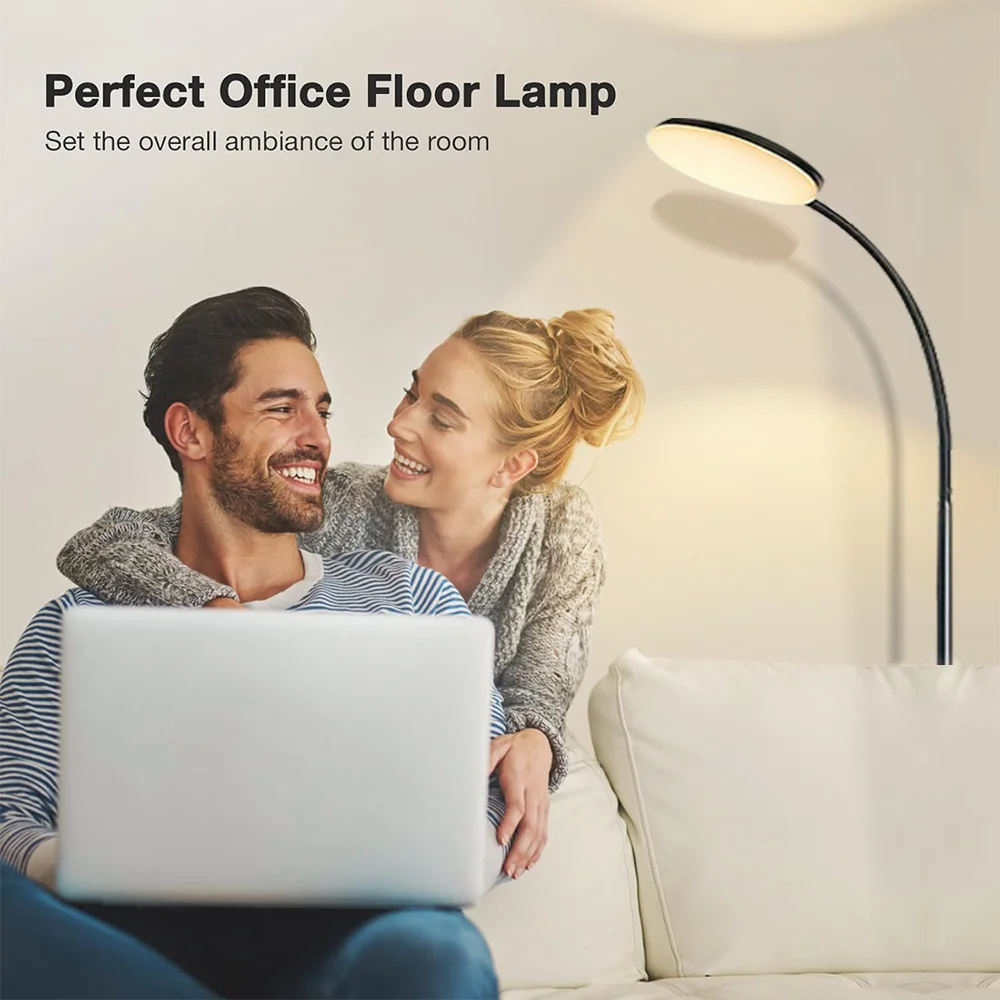 Circular LED floor lamp with 3 color temperatures 5 brightness adjustment levels suitable for living rooms bedrooms offices