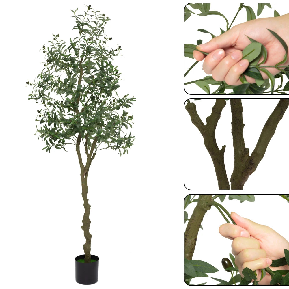 Artificial Olive Tree Faux Olive Tree 5ft/6ft/7ft Tall Artificial Tree Indoor Outdoor Potted Artificial Plants for Home Office