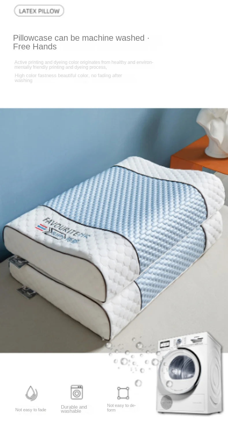 Ice coolingTechnology Thai Natural Latex Pillow Slow Rebound Health Care Memory Foam Pillow Orthopedic Pillow Neck Protector 1PC