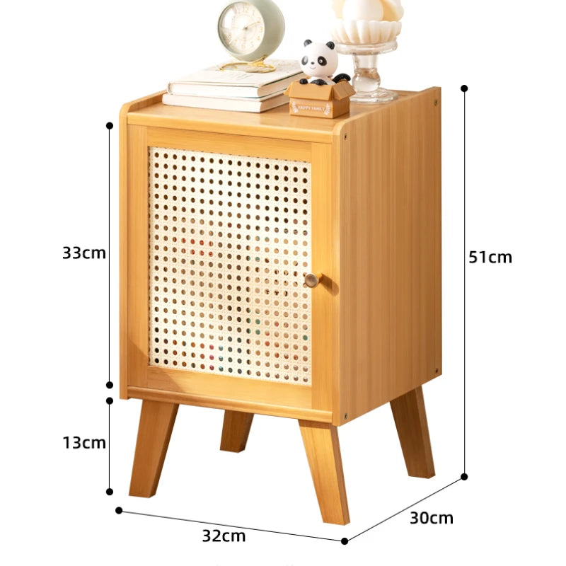 Modern Bedroom Bedside Cabinet, Simple Bedroom Storage Cabinet, ABS Grid Cabinet Door, Strong Door Stopper, Nightstand