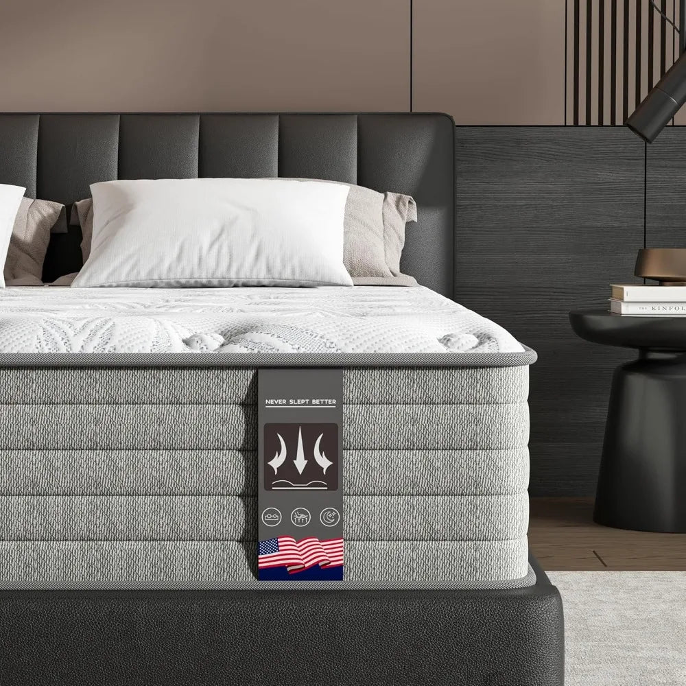 Queen Mattress 12 inch Colchones Memory Foam Queen Size Mattress in a Box Hybrid Medium Firm/Fireproof Grade III Anti Pilling