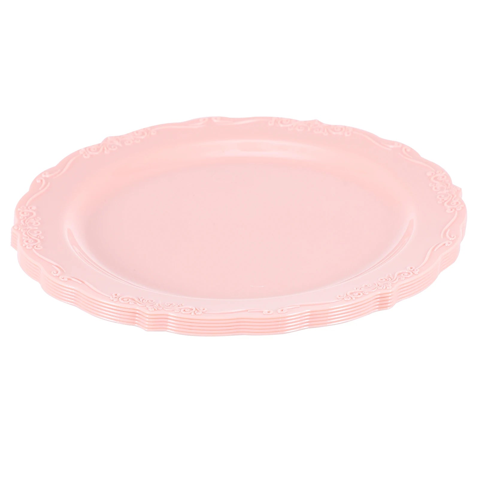 6PCS Anti-Slip Round Dessert Plates – Retro Style Plastic Party Dishes