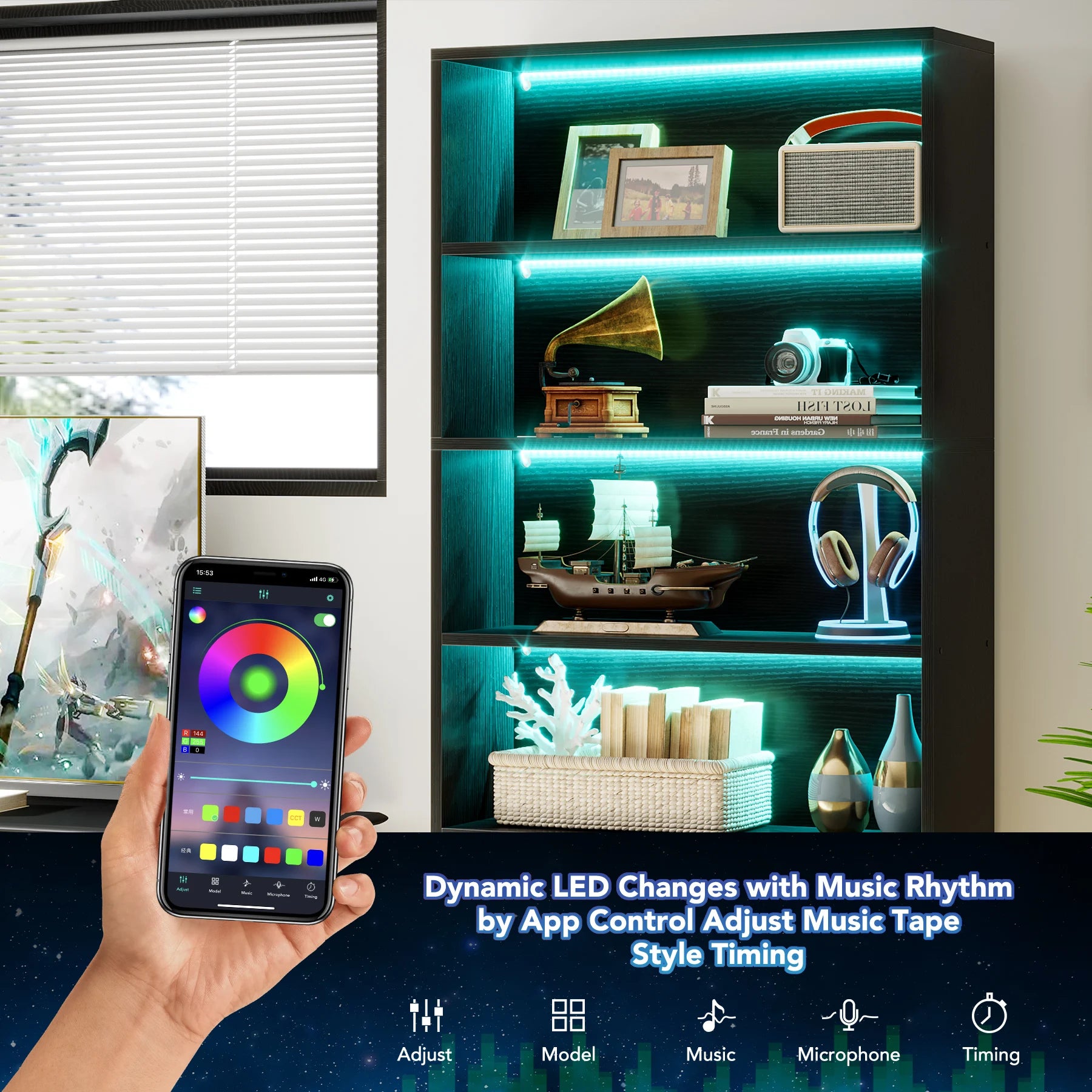 Tribesigns Tall Bookcase – Black 70.8″ Heavy-Duty Library Bookshelf Organizer