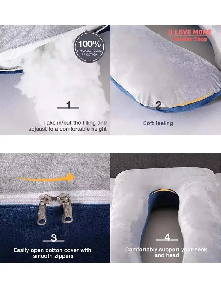 Multifunctional Pregnant Women's Pillow Side Lying Pillow Pure Cotton Detachable and Washable U-shaped Napping Pillow Cushion