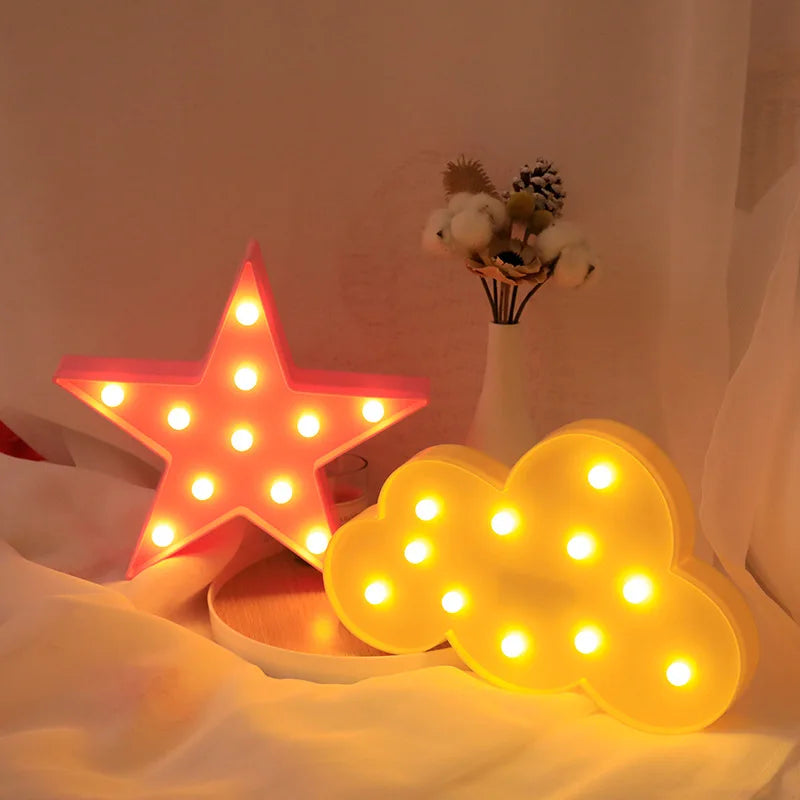 LED shaped lamp room atmosphere decoration ornament cloud moon pentagram decorative lamp creative night light