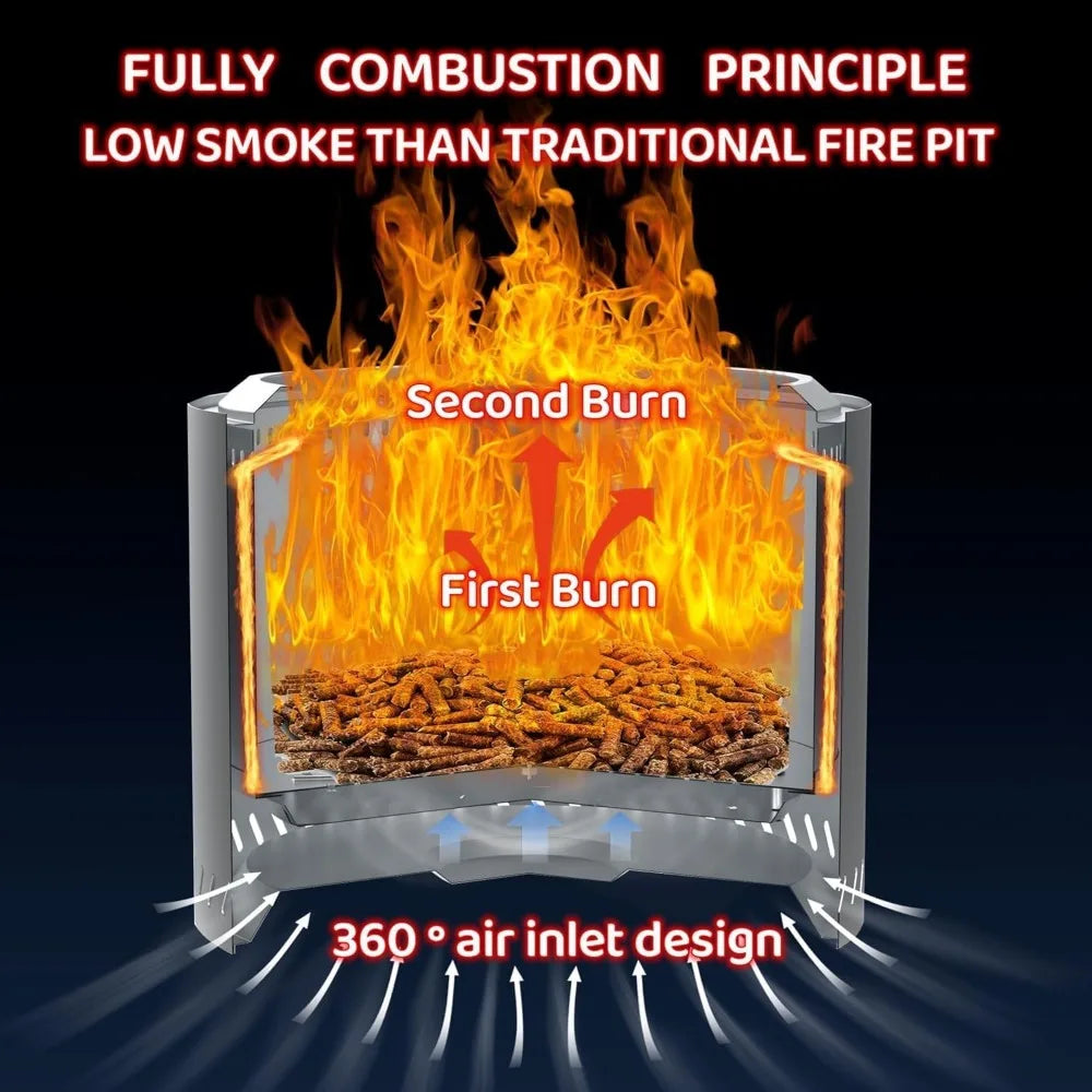 Wood Burning Outdoor Fire Pit for Camping, Bonfires, and Low Smoke Experience