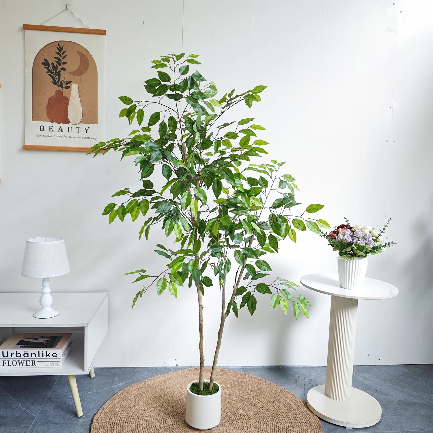 120-210CM Artificial Ficus Banyan Tree with Plastic Pot morden Indoor ornament fake plant for home Room Garden Party store decor