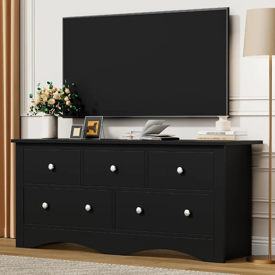5-Drawer Dresser for Bedroom with Wide Chest of Drawers Design Ideal Storage Organizer for Closet and Hallway Durable
