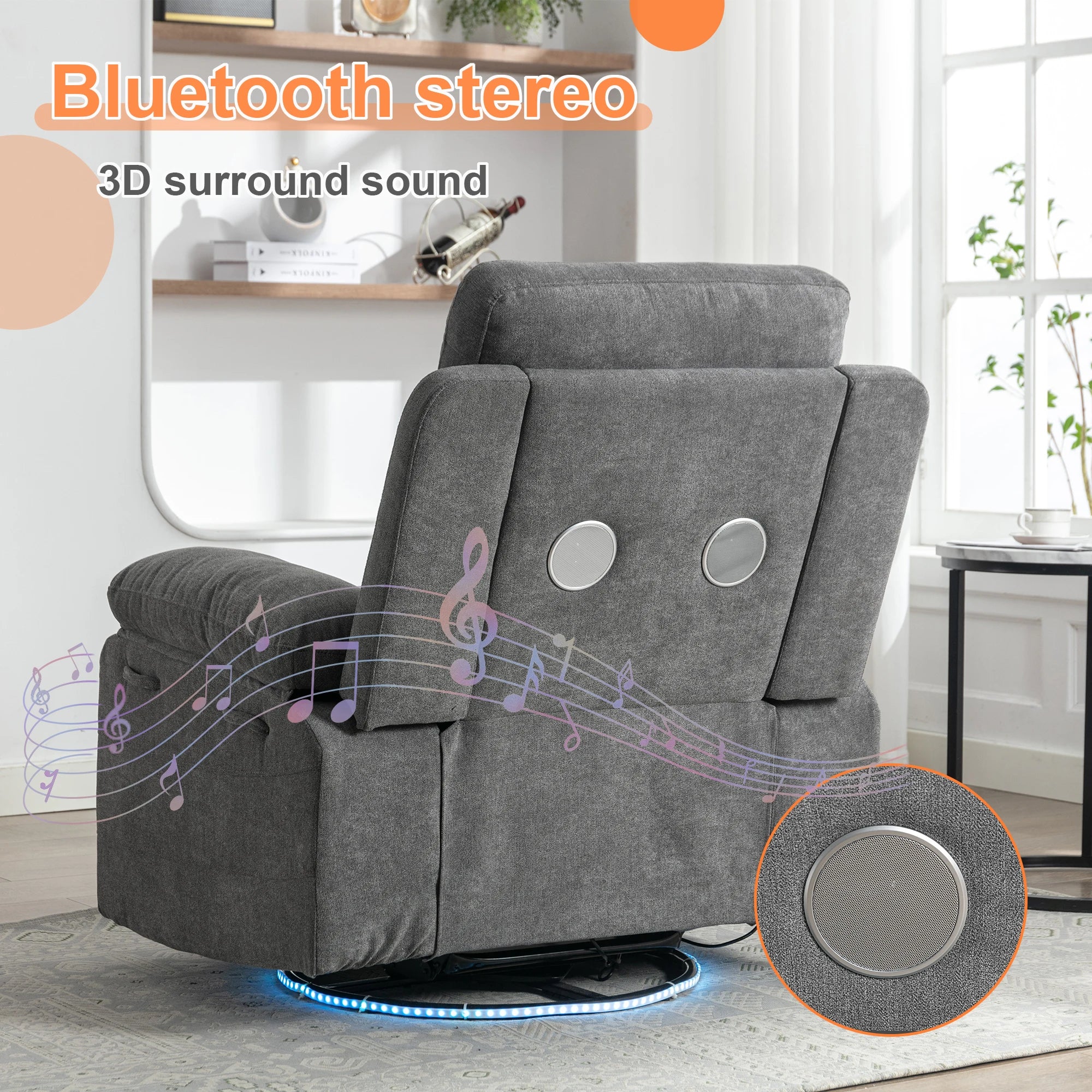 Hot Selling American Style Modern Electric Recliner Sofa Wood Frame Leisure Chair with Charging Port Extendable Set