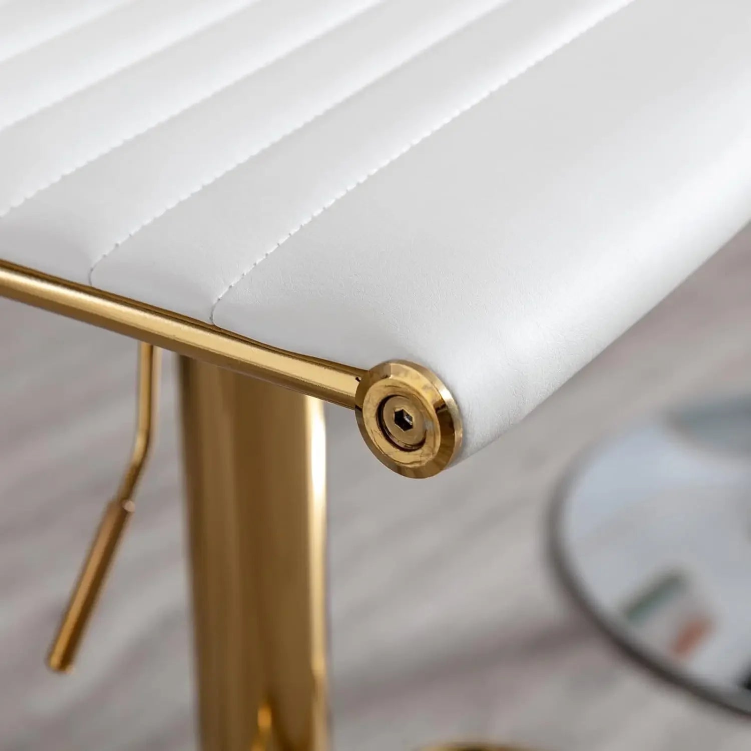 White Adjustable Bar Stools – Faux Leather Counter-Height Chairs with Back (Set of 2)