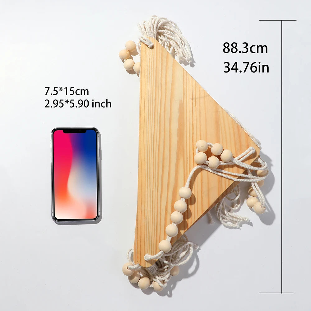Macrame Hanging Shelf Wall Decor Handmade Rope Rustic Wood Floating Wall Shelf Display Stand Corner Wall Shelf For Photos Plant