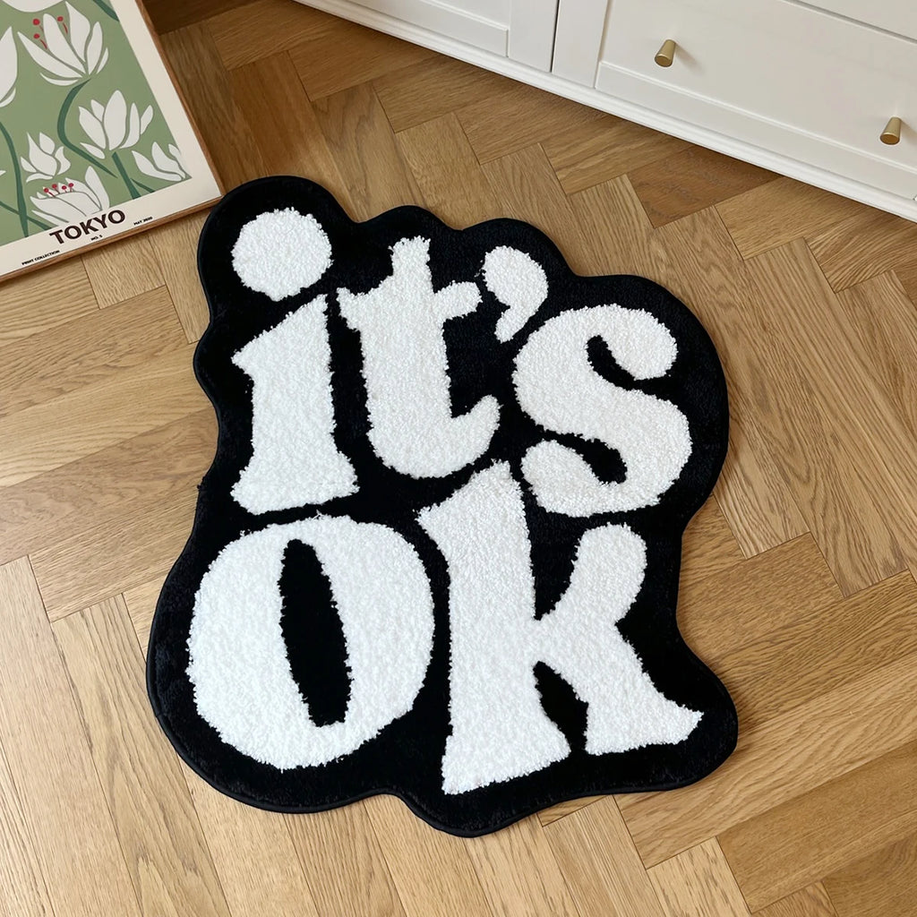 It’s OK Handmade Tufted Rug – Fluffy Plush Aesthetic Floor Rug for Bedroom, Living Room & Dorm