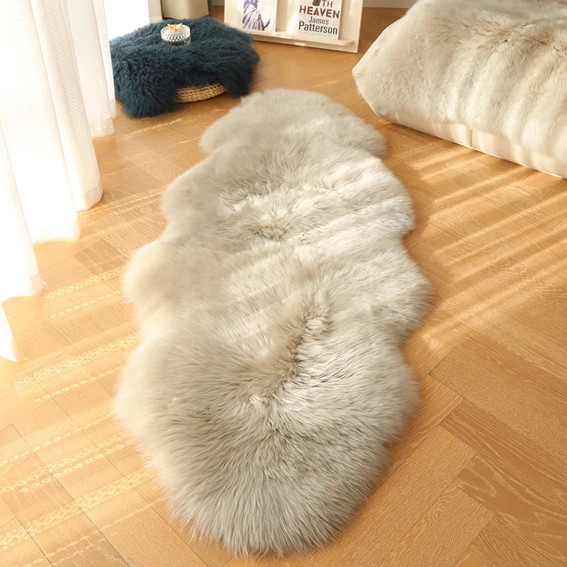 Long Strip Carpet Fluffy Soft Faux Fur Plush Bedroom Bedside Carpets Girl's Room White Home Decoration Rugs Furry Chair Cushion