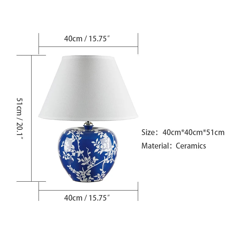 Modern Blue Ceramic Table Lamp Creative Vintage LED Desk Light for Decorative    Bedside