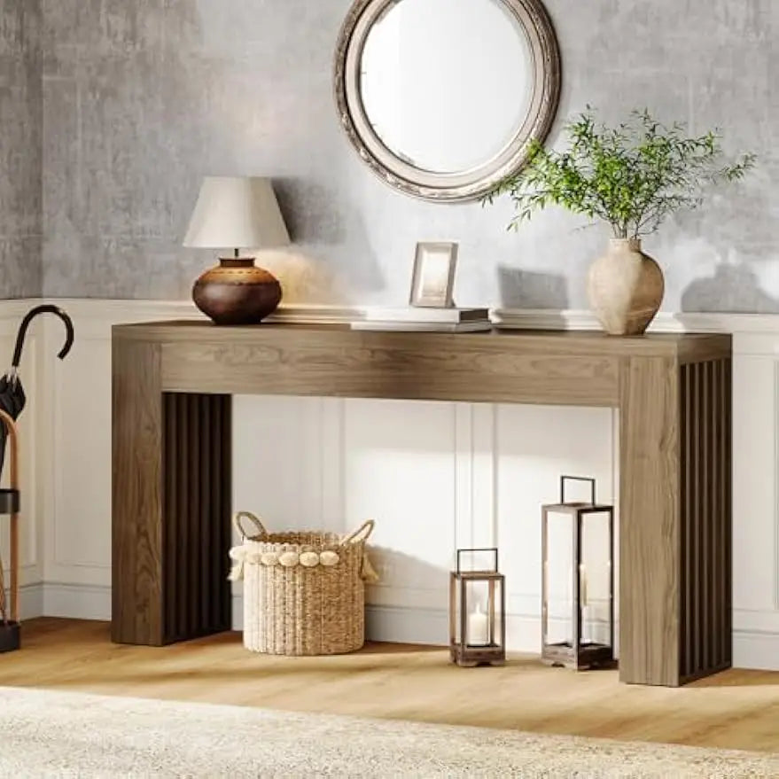 Console Table for Living Room, Farmhouse Entryway Table with Vertical Legs,Rectangular Sofa Tables Accent Table, Hallway, Foyer
