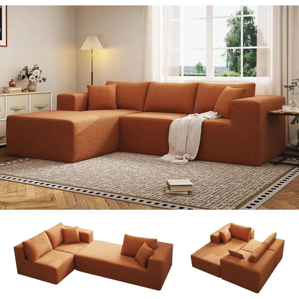 Modular Sectional Sofa – 107″ L-Shaped Cloud Couch with Chaise (4-Seater)