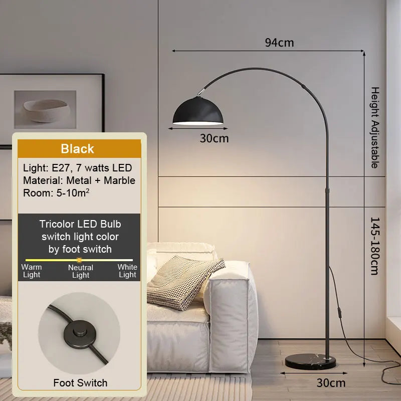 LED Tea Table Floor Lamp Living Room Decoration Bedroom Bedside Lighting Modern Marble Stand Light Black Beige E27