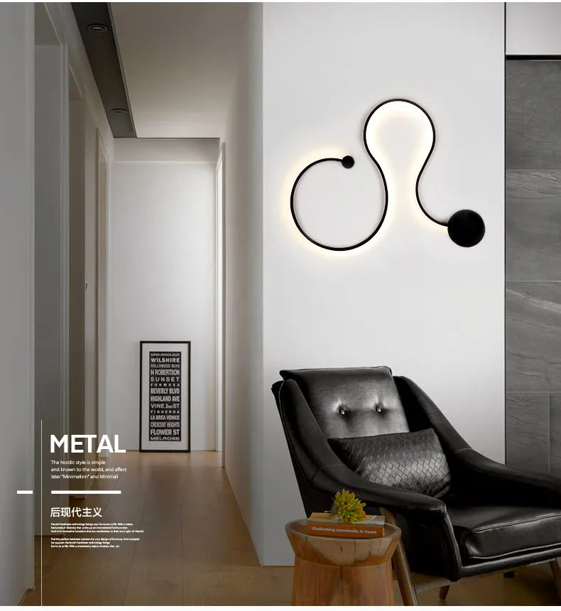 Black Modern Led Wall Sconce Lamp For Bedroom Living Room Hallway Stairs Home Minimalist Long Led Wall Light With Remote Control