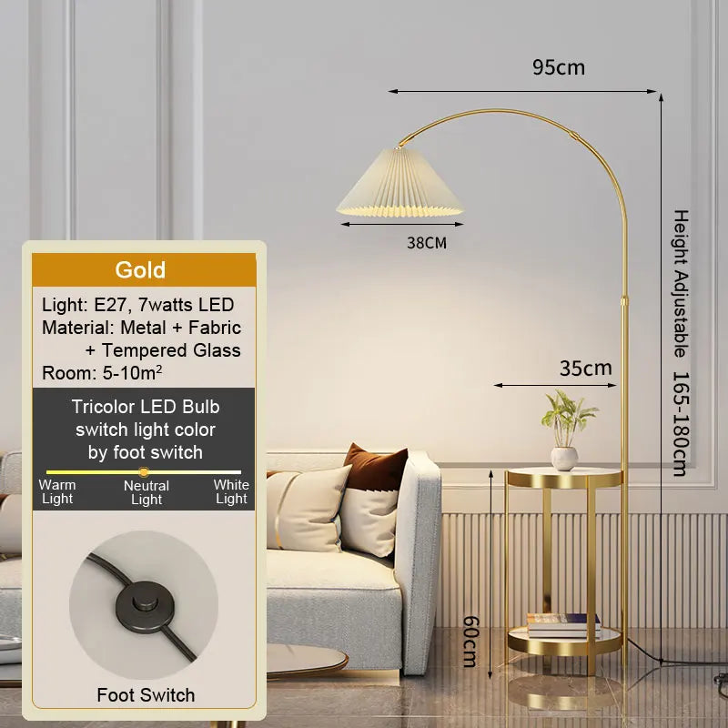 LED Tea Table Floor Lamp Living Room Decoration Bedroom Bedside Lighting Modern Marble Stand Light Black Beige E27