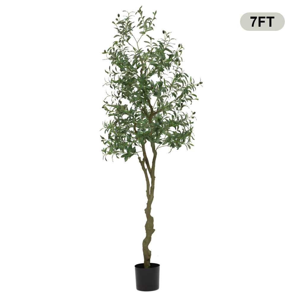 Artificial Olive Tree Faux Olive Tree 5ft/6ft/7ft Tall Artificial Tree Indoor Outdoor Potted Artificial Plants for Home Office