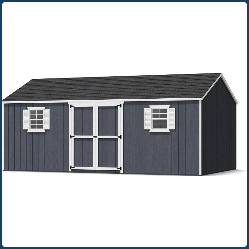 12x20 Outdoor Wooden Workshop Shed with Floor and Openable Windows, DIY Precut Storage Kit
