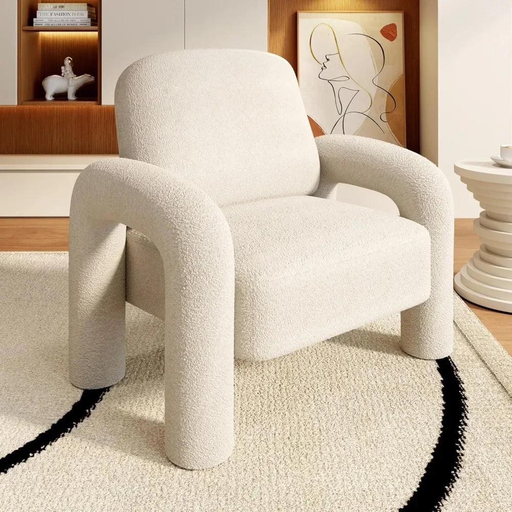 Modern Teddy Sherpa Accent Chair – Fluffy Upholstered Cozy Reading Armchair