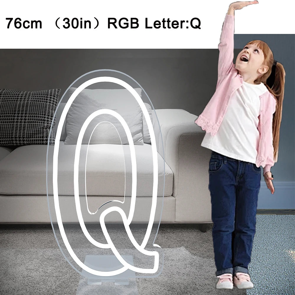 76cm Large Light up Letter Sign 26 Alphabet Stand up Lighting for Wedding Birthday Party Home Bar Decor