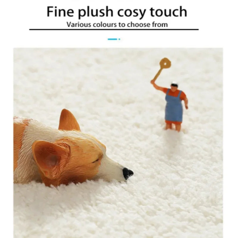 VIKAMA French-Style Round Imitation Cashmere Carpet Non-Slip Living Room Sofa Coffee Table Bedroom Bedside Floor Rug Home Decor