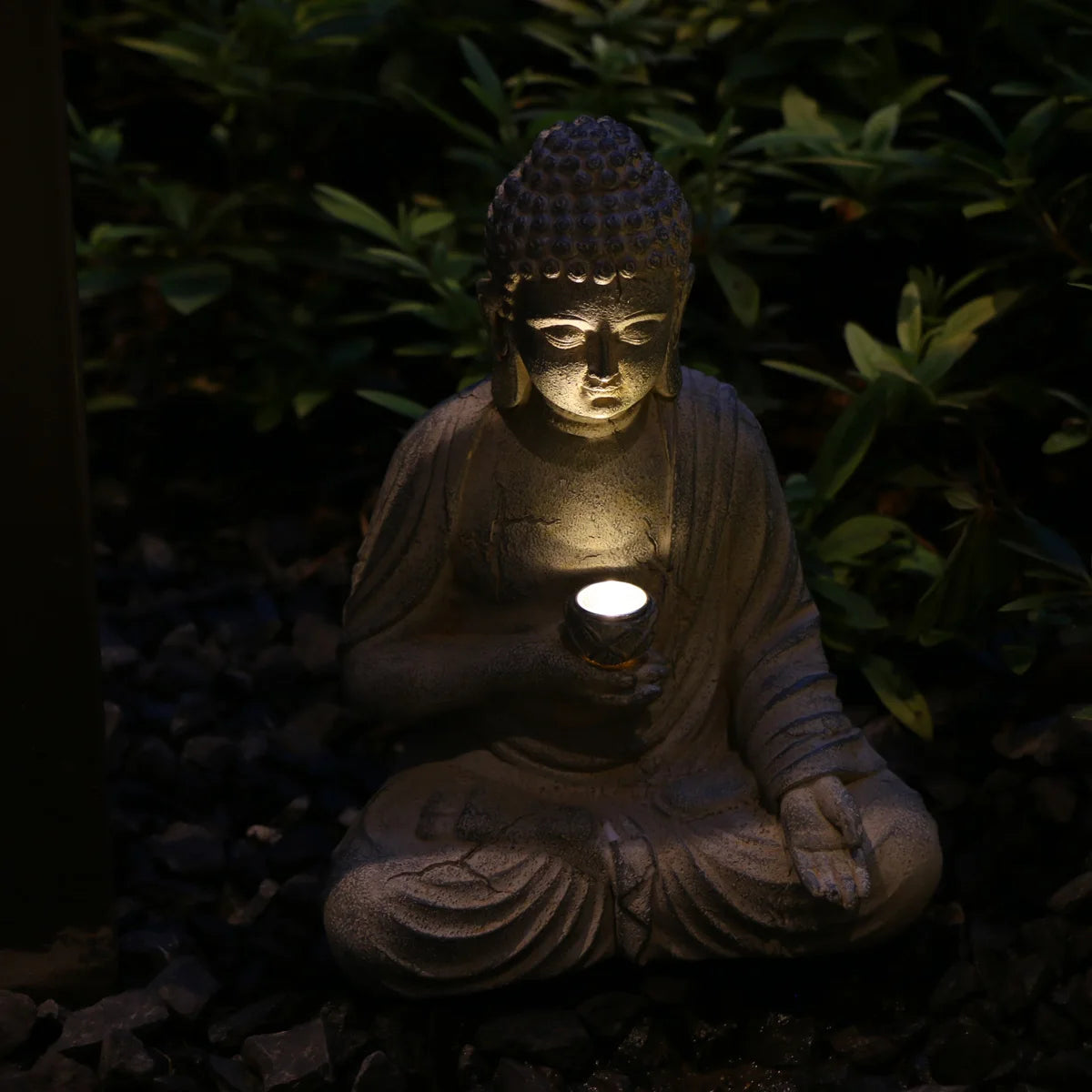 Solar Buddha Statue with Light – Zen-Inspired Outdoor Decor