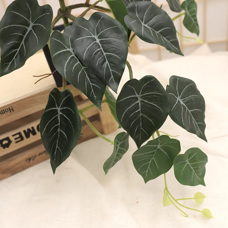 Artificial Turtle Back Leaf Plants Watermelon Leaves Green Apple Fake Plants Tropical Wedding Party Home Christmas Decor Potted