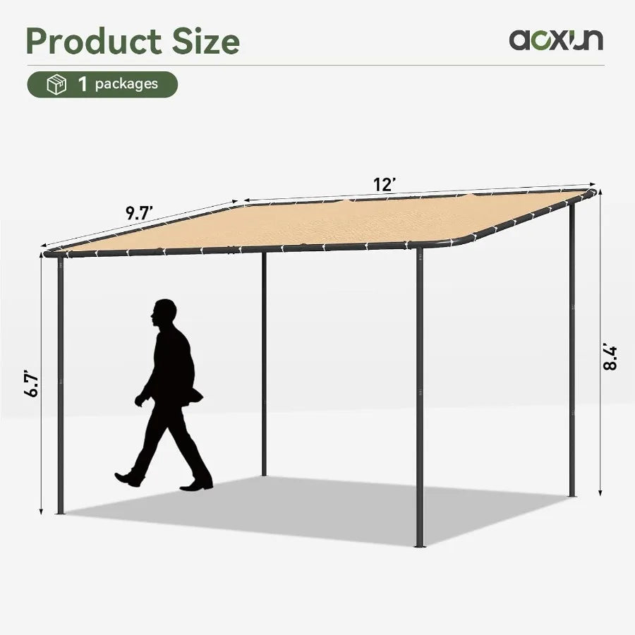 Lean-To Gazebo Pergola – 10 ft × 12 ft Wall-Mounted Canopy
