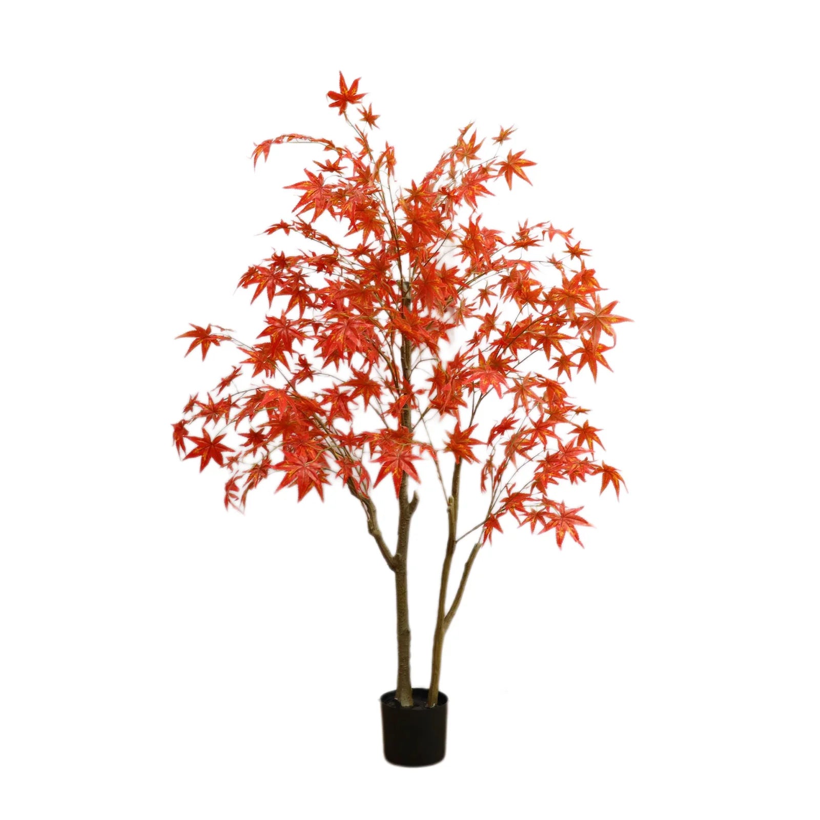 Autumn Maple Artificial Fall Tree In Plastic Pot, 120cm/150cm/180cm Faux Silk Leaves Red Maple Tree For Party Home Decoration