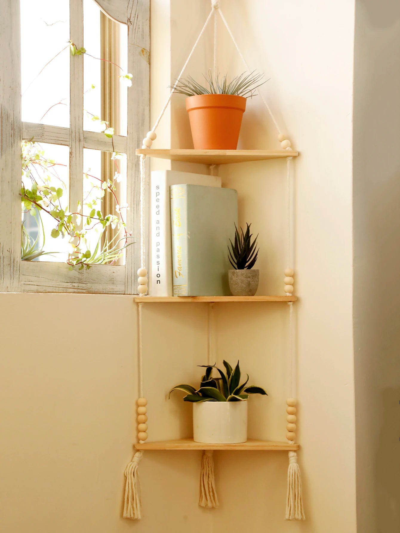 Wood Triangle Floating Corner Shelf – 1 / 2 / 3 Tier