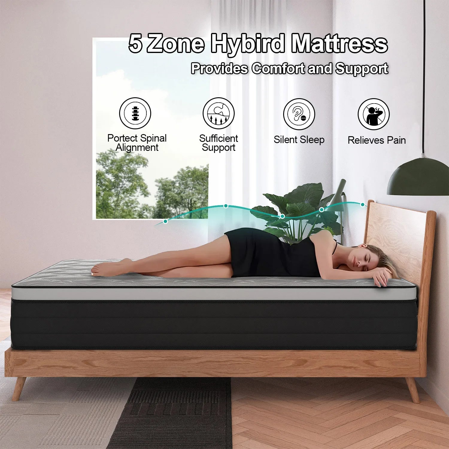 12Inch Gel Memory Foam Hybrid Pocket Spring Mattress Twin Full Queen King Bed Mattress In A Box, Medium Firm Motion Isolation