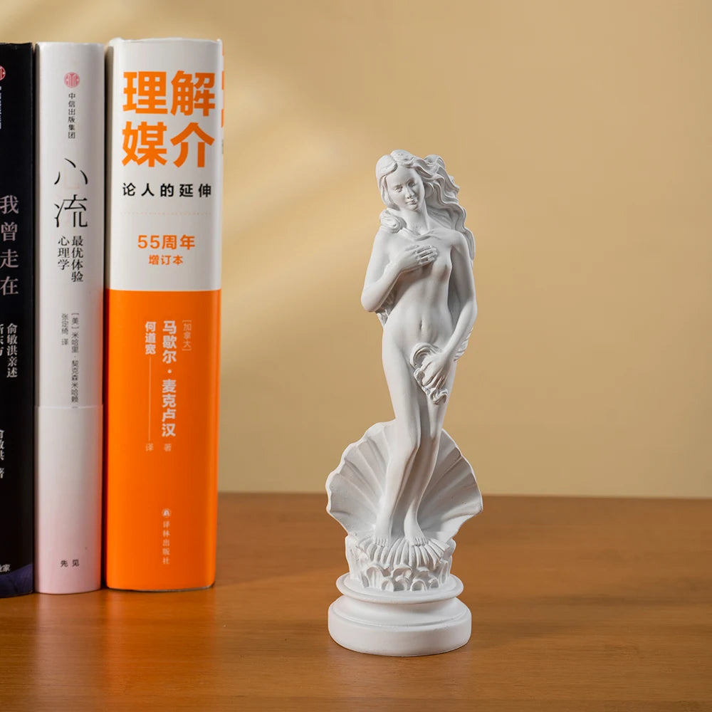 18cm Aphrodite Statue Resin White Greek Sculpture The Birth of Venus Figurines Bookshelf Desktop Decor Classical Renaissance