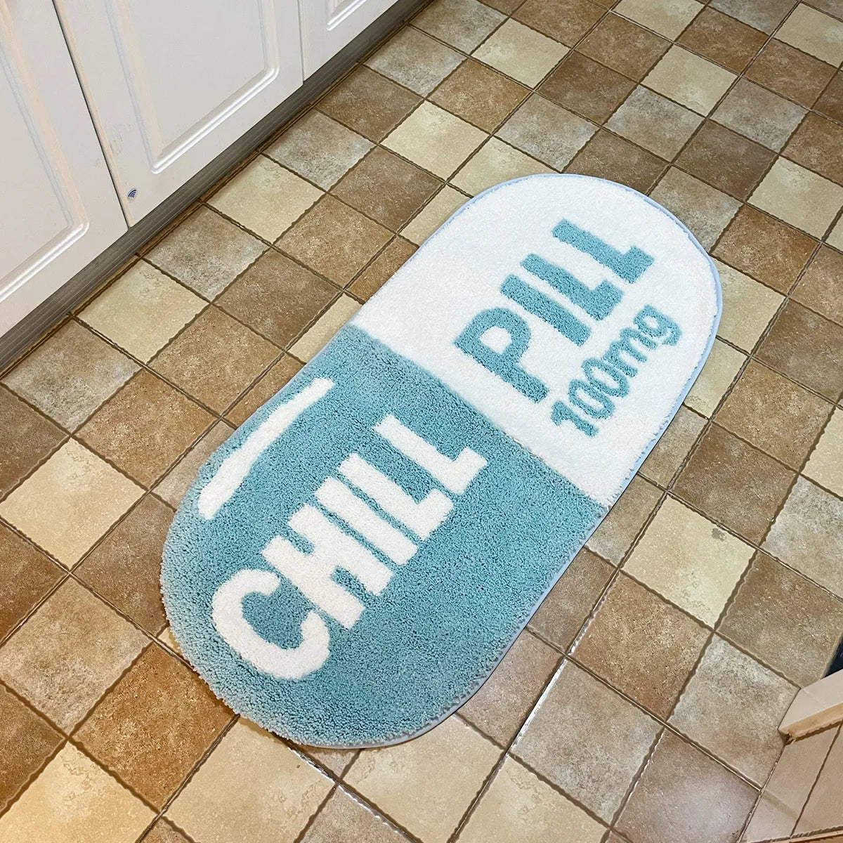 LAKEA Chill Pill Custom Rug Oval Tufted Rug Bath Mat Door Floor Mat Pink Home Decor Carpet Camping Mat Waterproof  Anti-Slip