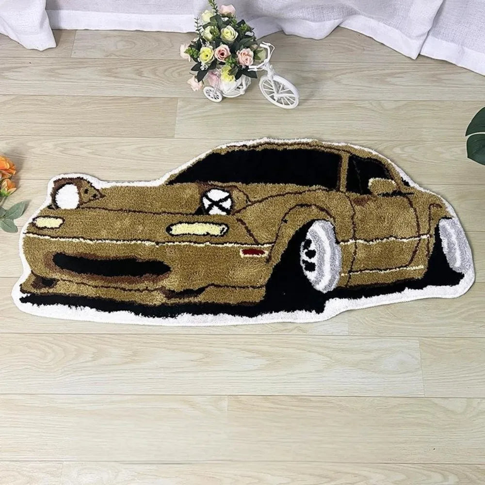 VIKAMA Cartoon Car Shaped Plush Carpet Living Room Bedroom Hallway Non Slip Wear Resistant Easy To Clean Home Decor Rug