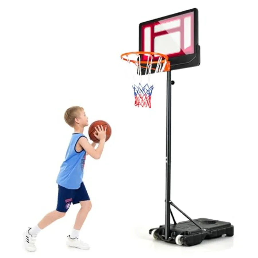 Adjustable Portable Basketball Hoop – 4.3–8.2 FT Goal System with Shatterproof Backboard