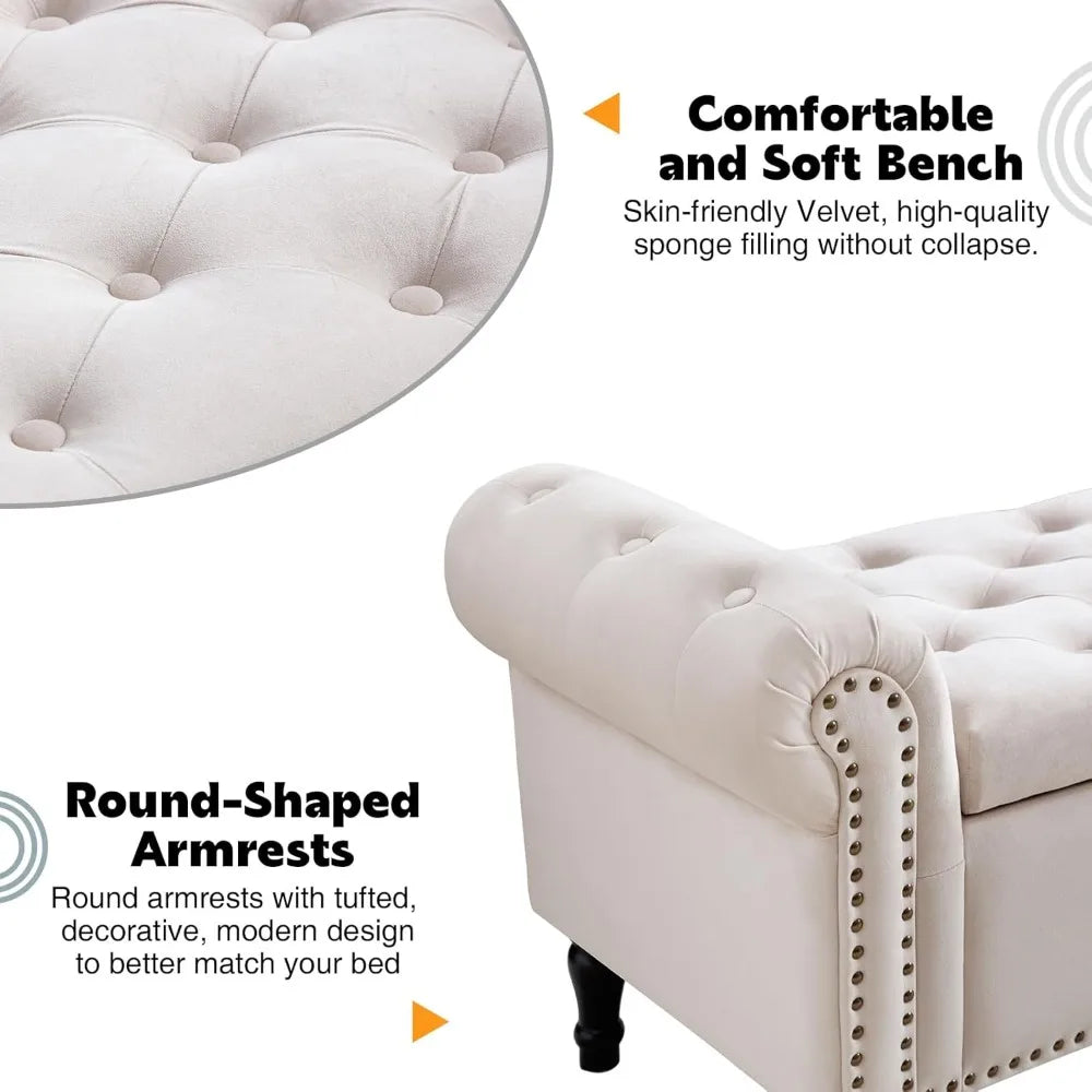 End-of-Bed Storage Bench – 67″ King Size Bedroom Bench