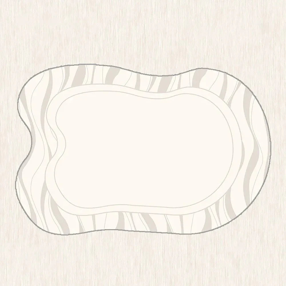 VIKAMA Minimalist Line Design Faux Wool Rug - Ultra-Thin, Stain-Resistant, Non-Slip Carpet for Bedside & Living Room, Soft Mat