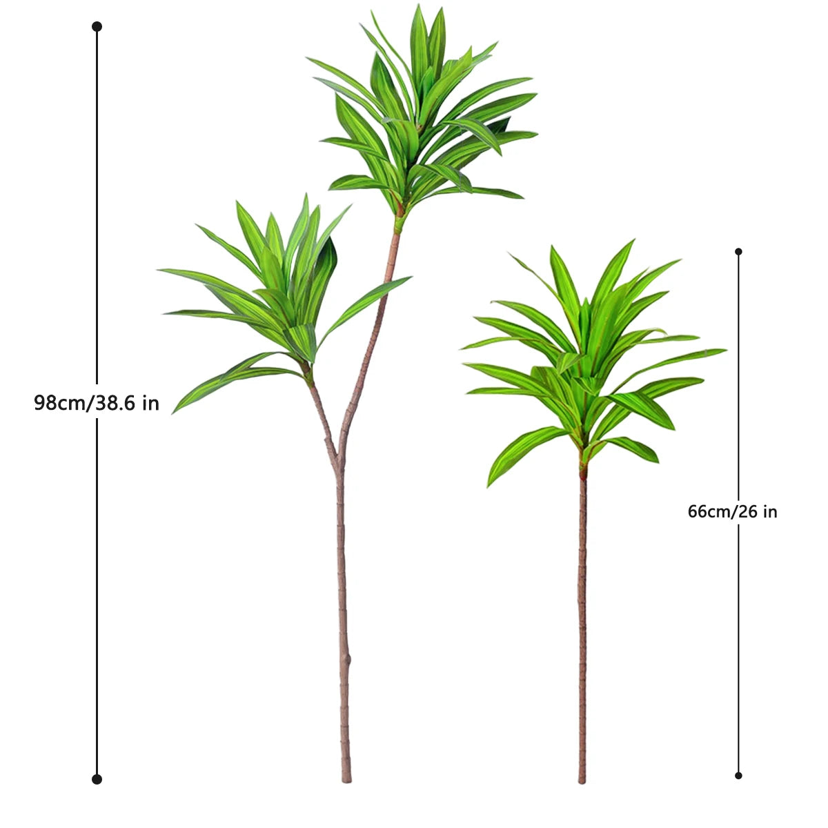 66-98cm Artificial Palm Tree Gold Edge Green Edge Plastic Bamboo Branch Tropical Potted Plant Desktop Plant Wall Decoration